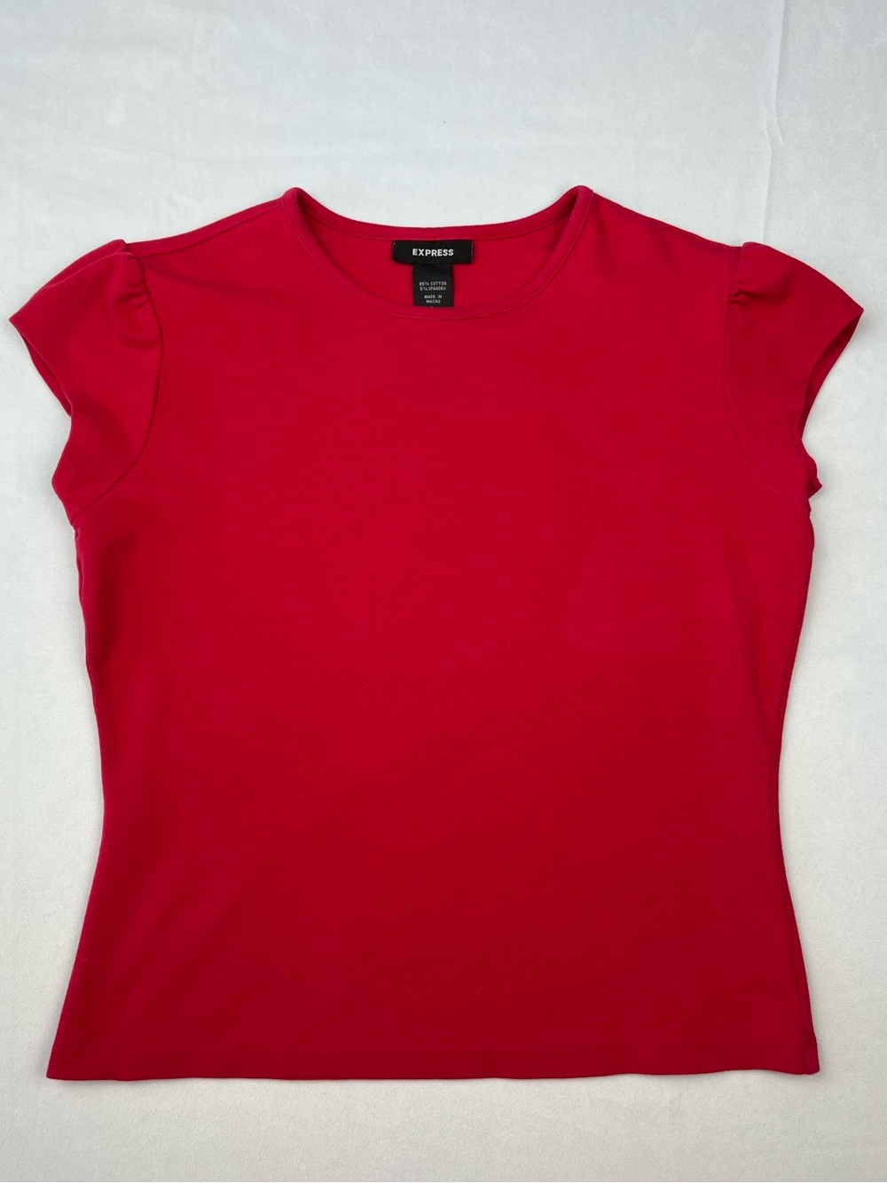 Vintage Y2K Express Fitted Stretch Tee Gathered Cap Sleeve Top Women’s - Large
